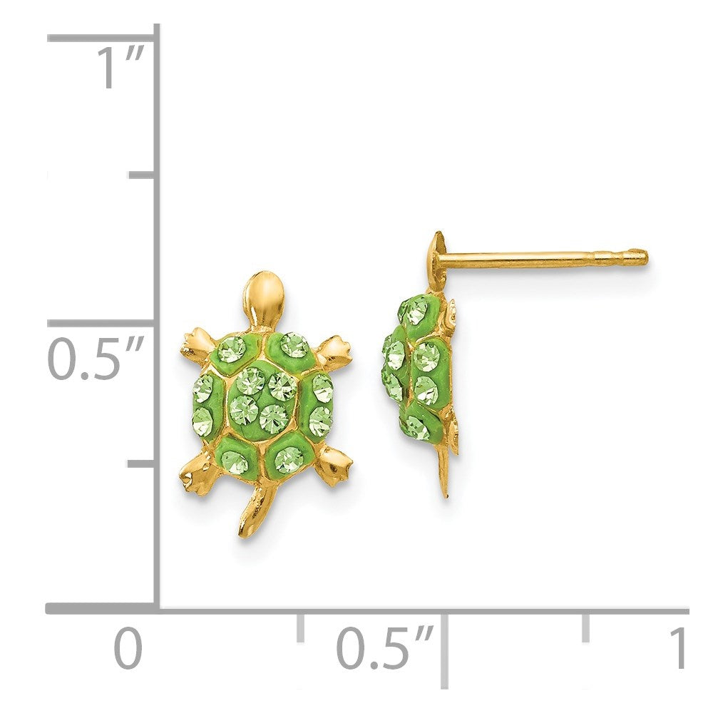 Light Green Crystal Turtle Post Earrings - WBC