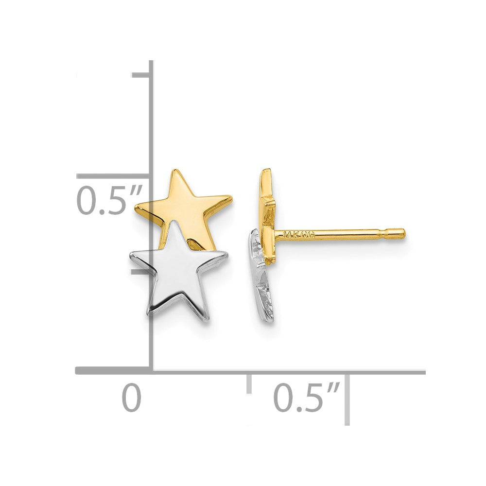 and Rhodium Polished Two Stars Post Earrings - WBC
