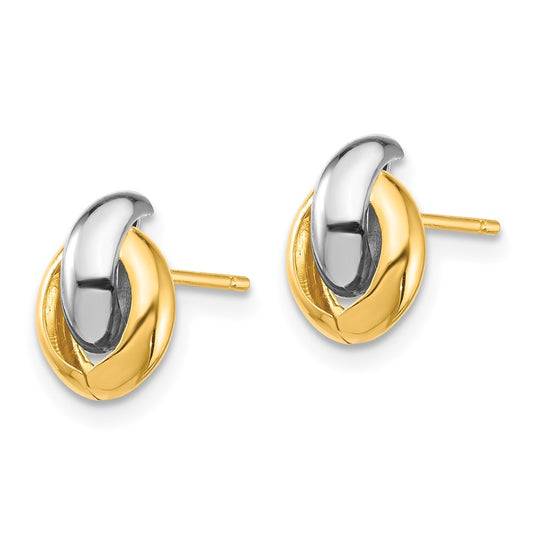 and Rhodium Oval Post Earrings - WBC