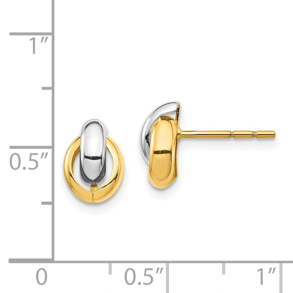 and Rhodium Oval Post Earrings - WBC