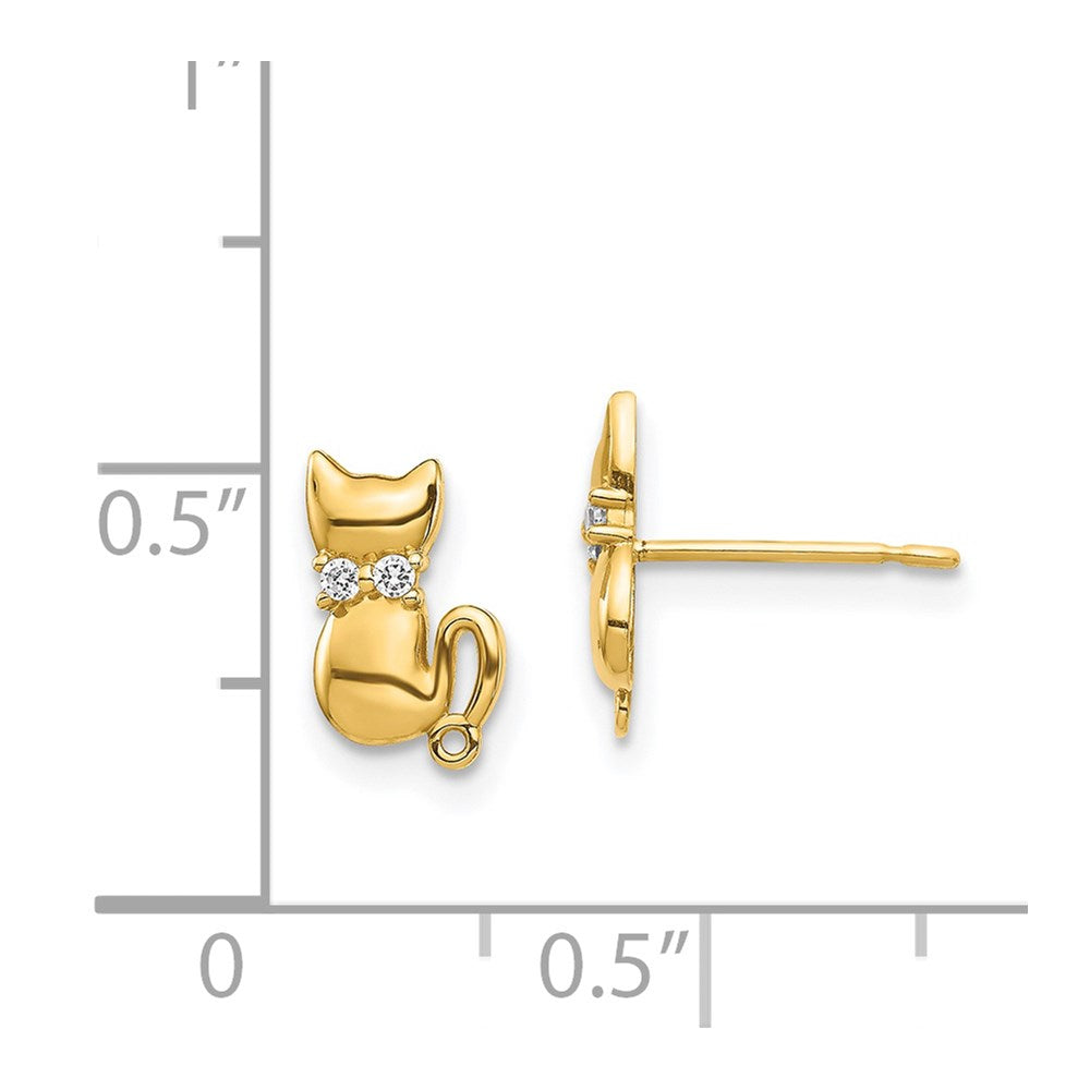 Sitting Cat CZ Bowtie Stud Earrings - WBC