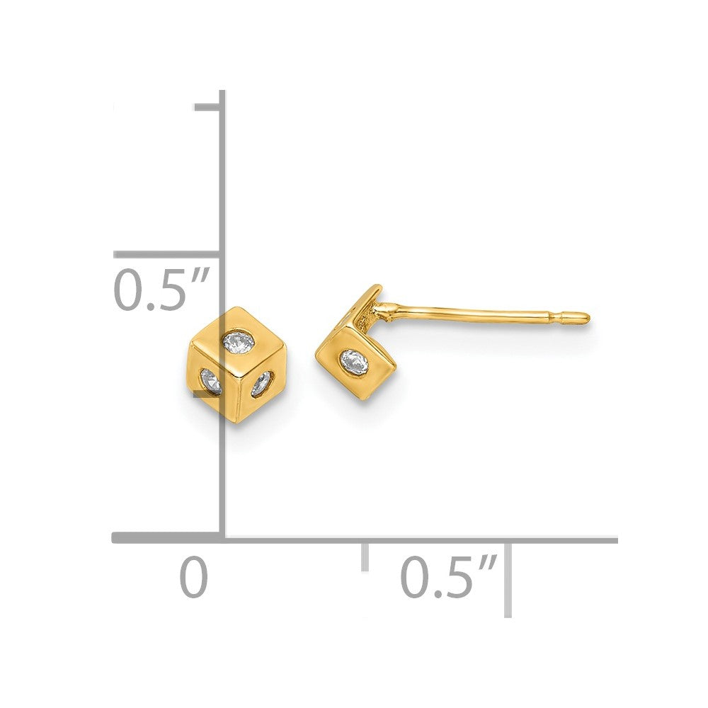 Polished CZ Cube Post Earrings - WBC