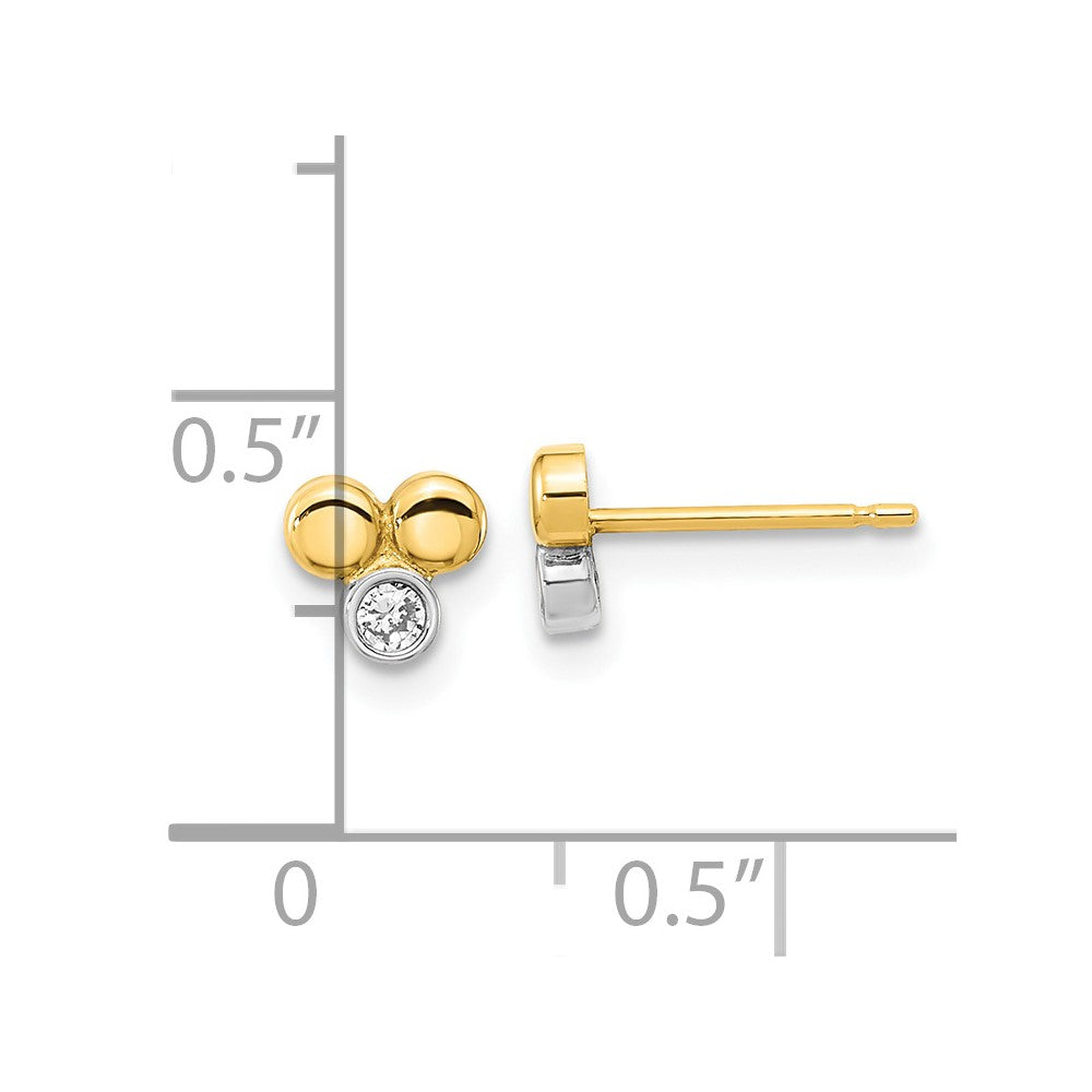 Rhodium Polished CZ Three Circle Post Earrings - WBC