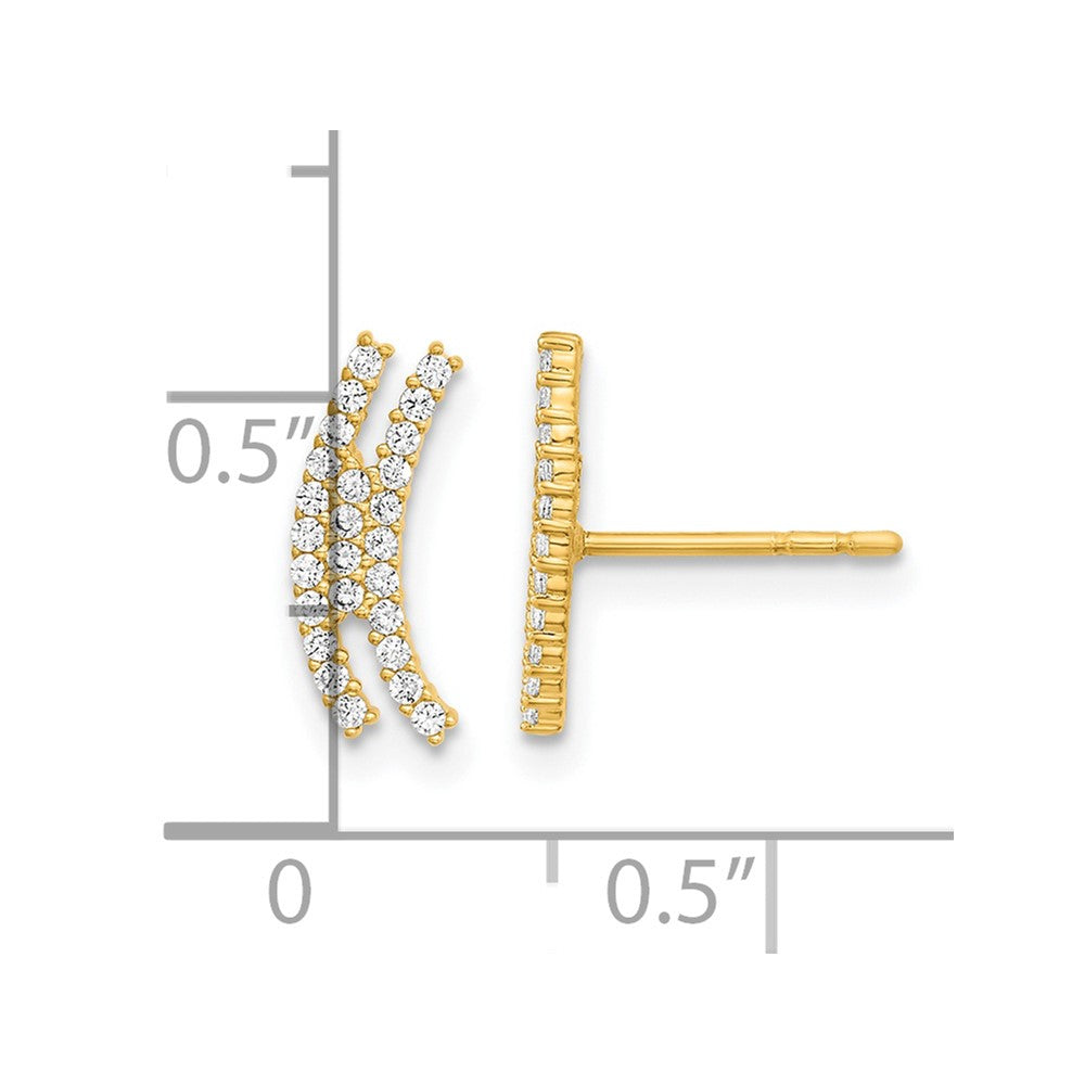 Polished Curved Bar CZ Post Earrings - WBC