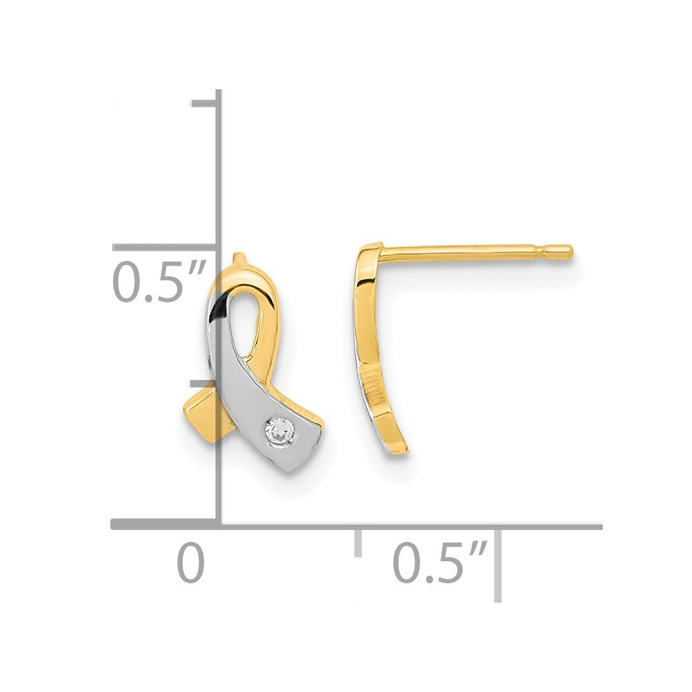 and Rhodium CZ Awareness Ribbon Post Earrings - WBC