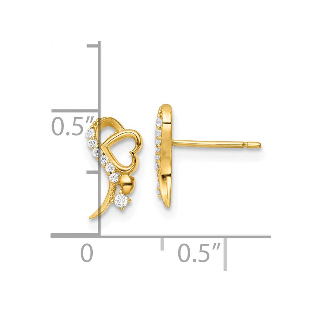 Polished CZ and Heart Post Earrings - WBC