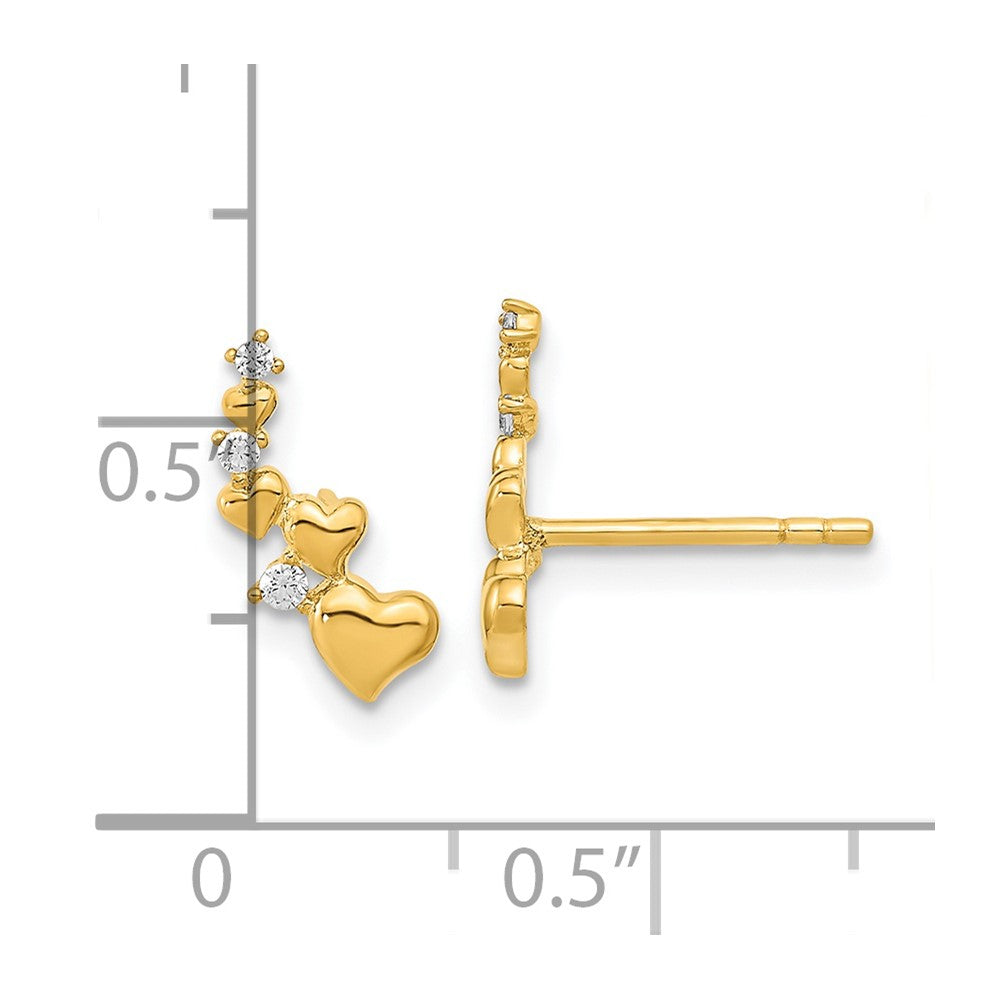 Polished Heart CZ Post Earrings - WBC