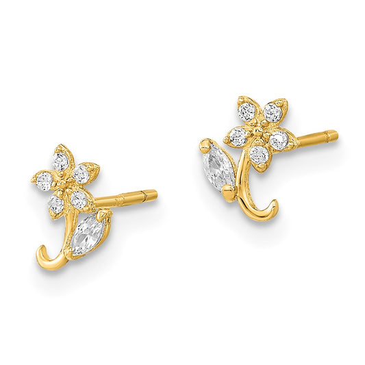 Polished Flower CZ Post Earrings - WBC