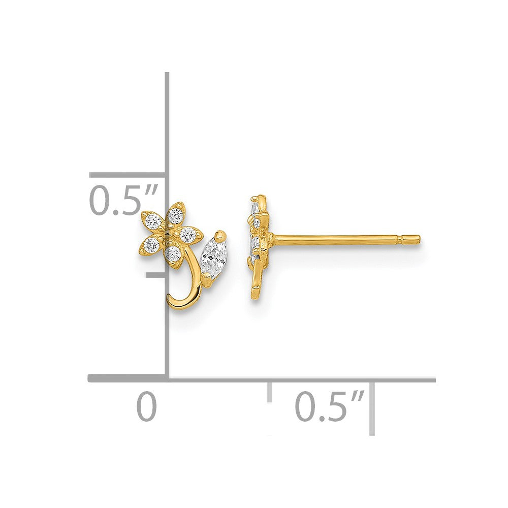 Polished Flower CZ Post Earrings - WBC