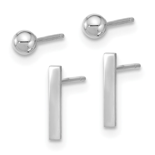 Set of Two Pair Polished Ball and Bar Post Earrings - WBC
