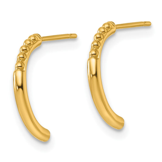 Polished and Beaded J-Hoop Post Earrings - WBC