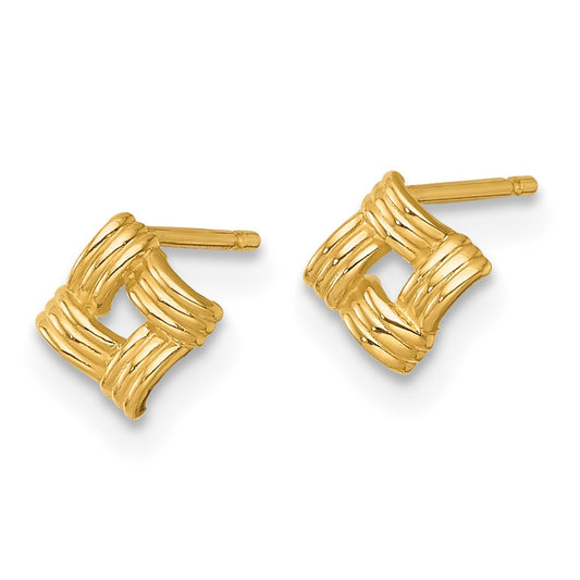 Polished Woven Square Post Earrings - WBC