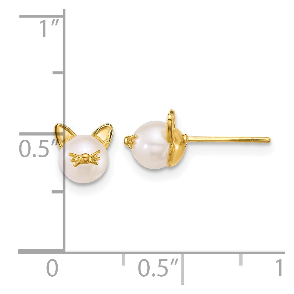 Polished Freshwater Cultured Pearl Cat Post Earrings - WBC