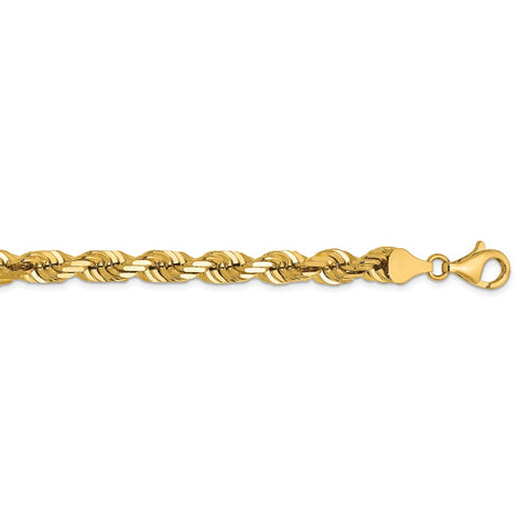 14K 6.5mm  D/C Rope with Fancy Lobster Clasp Chain-WBC-045L-28