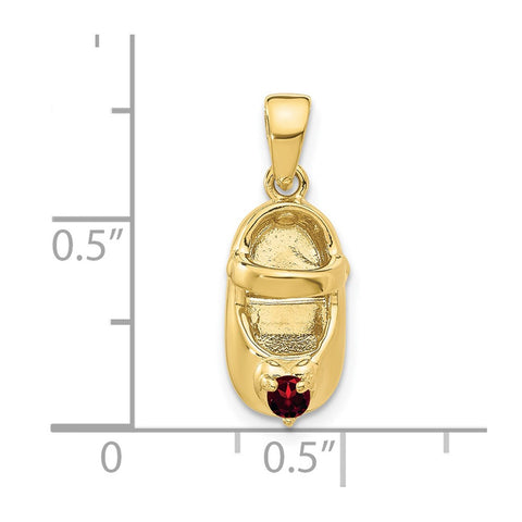 10K 3-D January Engraveable Red Synthetic Stone Baby Shoe Charm-WBC-10K4652JAN
