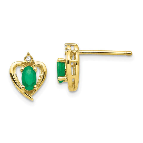 10K Diamond and Emerald Earrings-WBC-10XBS489