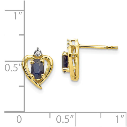 10K Diamond and Sapphire Earrings-WBC-10XBS503