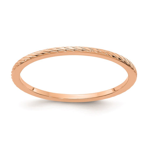 10K Rose Gold 1.2mm Twisted Wire Pattern Stackable Band-1STK22-120R-4.5-WBC