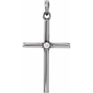 Platinum 26.5x13.75 mm .02 CT Diamond Cross Pendant-R42326:113:P-ST-WBC