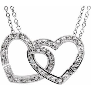 Sterling Silver 1/6 CTW Diamond 2-in-1 Interlocking Heart 18" Necklace-651808:60000:P-ST-WBC