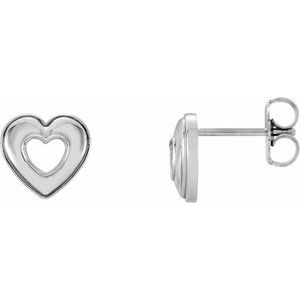 Sterling Silver Heart Earrings  -86098:1005:P-ST-WBC