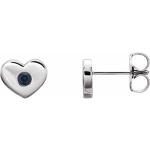 Sterling Silver Blue Sapphire Heart Earrings                      -86336:658:P-ST-WBC