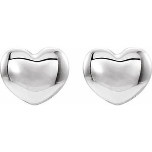 14K White 5.9x5.4 mm Youth Puffed Heart Earrings-192034:600:P-ST-WBC
