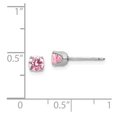Inverness 14k White Gold 5mm Pink CZ Earrings-WBC-67E