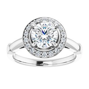 14K White 6.5 mm Round Forever One‚Ñ¢ Moissanite & 1/6 CTW Diamond Engagement Ring  -653390:625:P-ST-WBC
