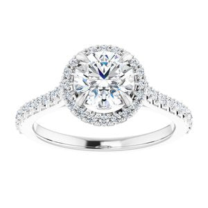 14K White 6.5 mm Round Forever One‚Ñ¢ Moissanite & 1/3 CTW Diamond Engagement Ring -653385:625:P-ST-WBC