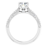 14K White 6 mm Cushion Forever One‚Ñ¢ Moissanite & 1/10 CTW Diamond Engagement Ring -653389:673:P-ST-WBC