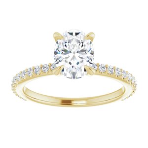 14K Yellow 8x6 mm Oval Forever One‚Ñ¢ Moissanite & 1/3 CTW Diamond Engagement Ring  -653388:666:P-ST-WBC