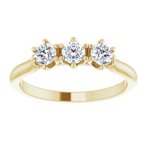 14K Yellow 1/2 CTW Diamond Three-Stone Anniversary Band -123903:605:P-ST-WBC