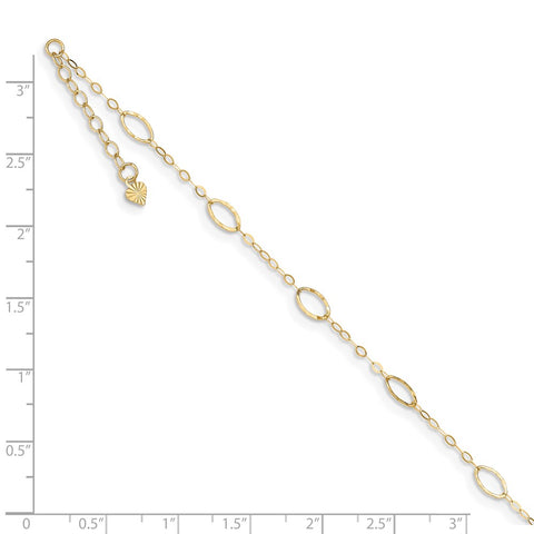 14k Oval Shapes 10in Plus 1in ext Anklet-WBC-ANK223-11