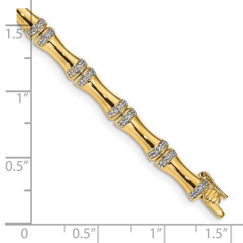 14k Gold Diamond Bamboo Design Bracelet-WBC-BM3722-050-YA