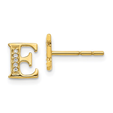 14k Diamond Initial E Earrings-WBC-EM4170E-003-YA