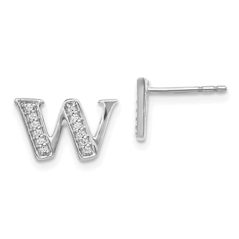 14k White Gold Diamond Initial W Earrings-WBC-EM4170W-010-WA