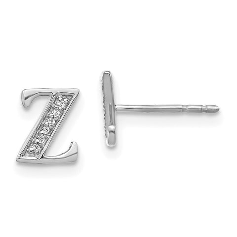 14k White Gold Diamond Initial Z Earrings-WBC-EM4170Z-004-WA