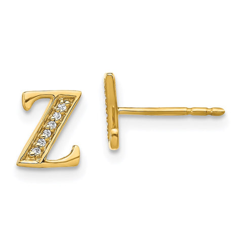 14k Diamond Initial Z Earrings-WBC-EM4170Z-004-YA