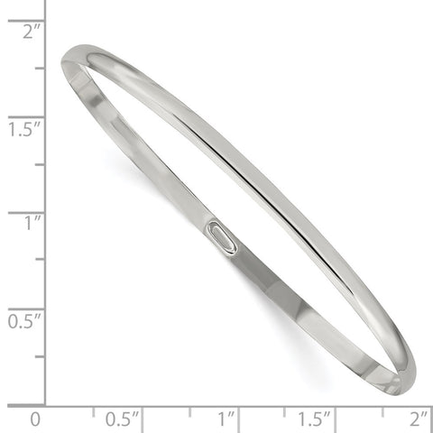 Sterling Silver 3mm Solid Polished Plain Slip-On Bangle Bracelet-WBC-QB236