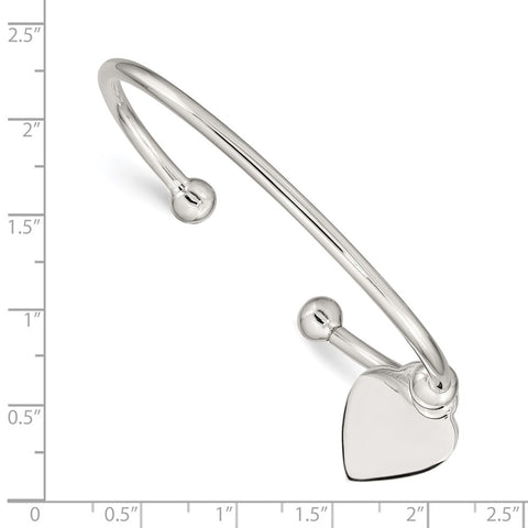 Sterling Silver 3mm Heart Bangle Bracelet-WBC-QB416