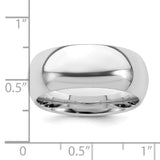 Sterling Silver Rhodium-plated 8mm Comfort Fit Size 4 Band-QCF080RH-4-WBC
