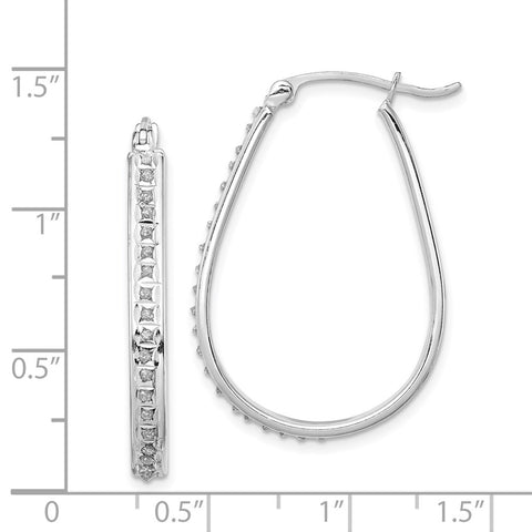 Sterling Silver Diamond Mystique Pear Hoop Earrings-WBC-QDF160