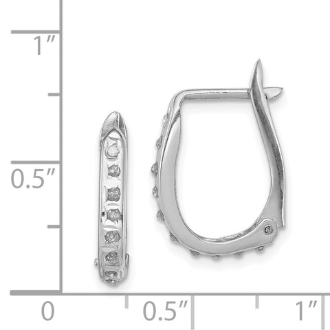 Sterling Silver Platinum-plated Diamond Mystique Oval Hoop Earrings-WBC-QDF175