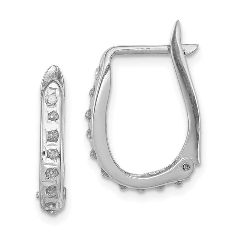 Sterling Silver Platinum-plated Diamond Mystique Oval Hoop Earrings-WBC-QDF175
