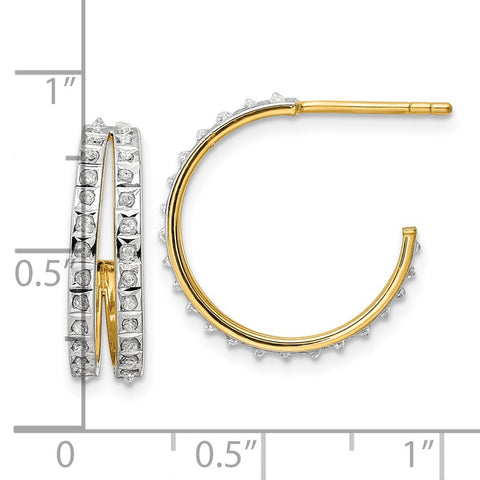 Sterling Silver 18k Gold-Plated Diamond Mystique Post Hoop Earrings-WBC-QDF185