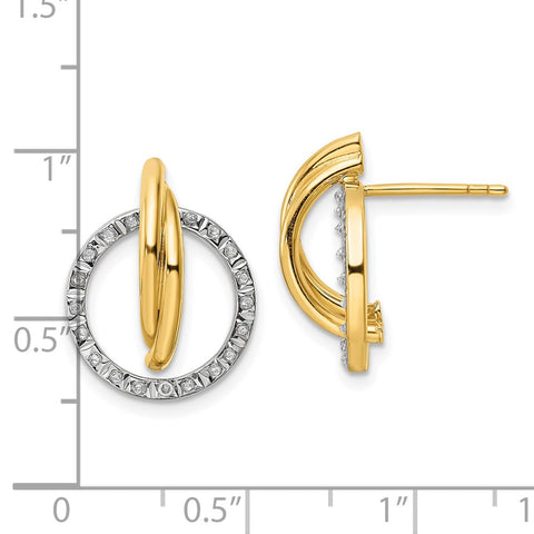 Sterling Silver 18k Gold-Plated Diamond Mystique Post Earrings-WBC-QDF186