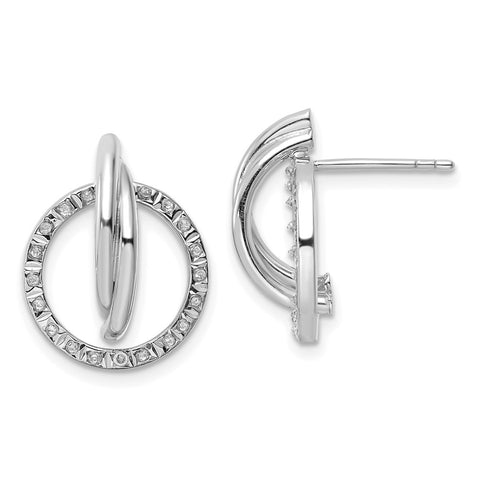 Sterling Silver Platinum-Plated Diamond Mystique Post Earrings-WBC-QDF187