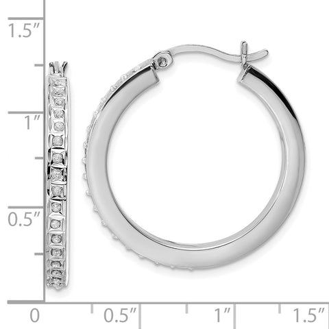 Sterling Silver Platinum-Plated Diamond Mystique Hoop Earrings-WBC-QDF190