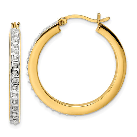 Sterling Silver 18k Gold-plated Diamond Mystique Hoop Earrings-WBC-QDF191